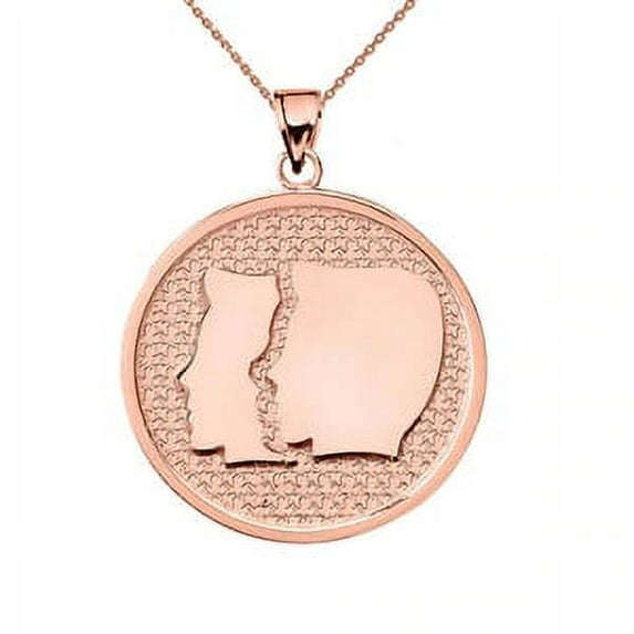 Rose Gold Gemini Zodiac Disc Pendant Necklace : 10K Pendant with 20" chain