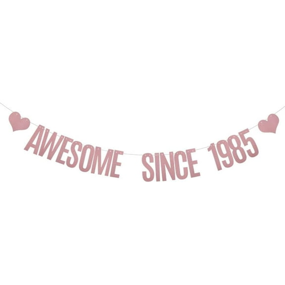 Rose Gold Glitter Awesome Since 1985 Banner for 40th Birthday Party Decorations Supplies,Pre-Strung,Awesome Since 1985