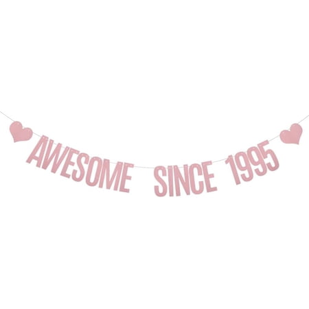Rose Gold Glitter Awesome Since 1995 Banner for 29th Birthday Party Decorations Supplies,Pre-Strung,Awesome Since 1995