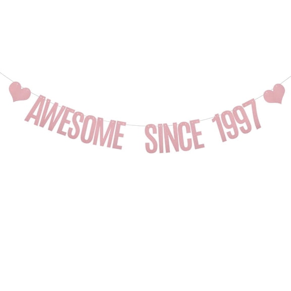 Rose Gold Glitter Awesome Since 1997 Banner for 27th Birthday Party Decorations Supplies,Pre-Strung,Awesome Since 1997