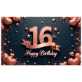 thumbnail image 1 of Rose Gold Glitter Sweet 16 Birthday Banner Decorative Design Event Backdrop for Birthday Celebration Teen Party, 1 of 6