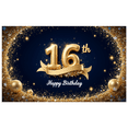 thumbnail image 1 of Rose Gold Glitter Sweet 16 Birthday Banner Decorative Design Event Backdrop for Birthday Celebration Teen Party, 1 of 8