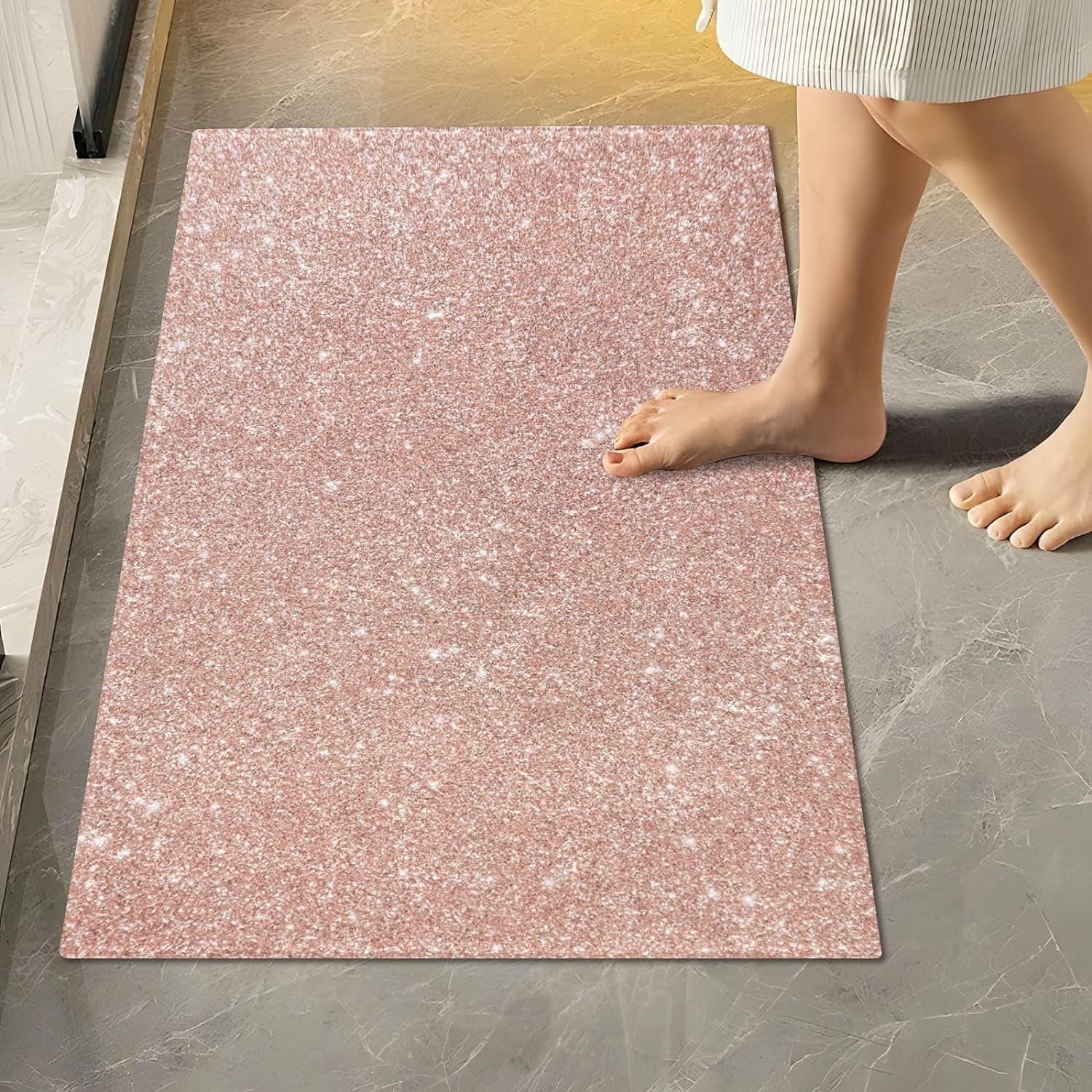 Rose Gold Glitter Texture Bathroom Rug 24