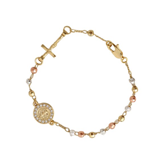 Rose Gold Guadalupe Crucifix Link Catholic Faith Inspired Wrist Jewelry Catholic Metal With Crucifix