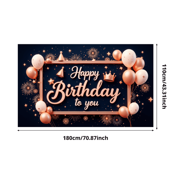 Rose Gold Happy Birthday Banner Decorative Balloons Elegant Frame for Birthday Party Event Indoor Decoration Celebration