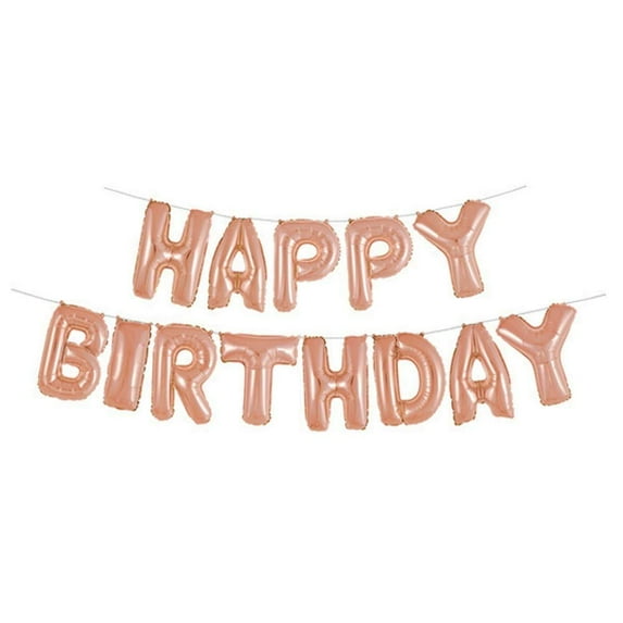 Rose Gold 'Happy Birthday' Letter Foil Balloon - 13 Pcs