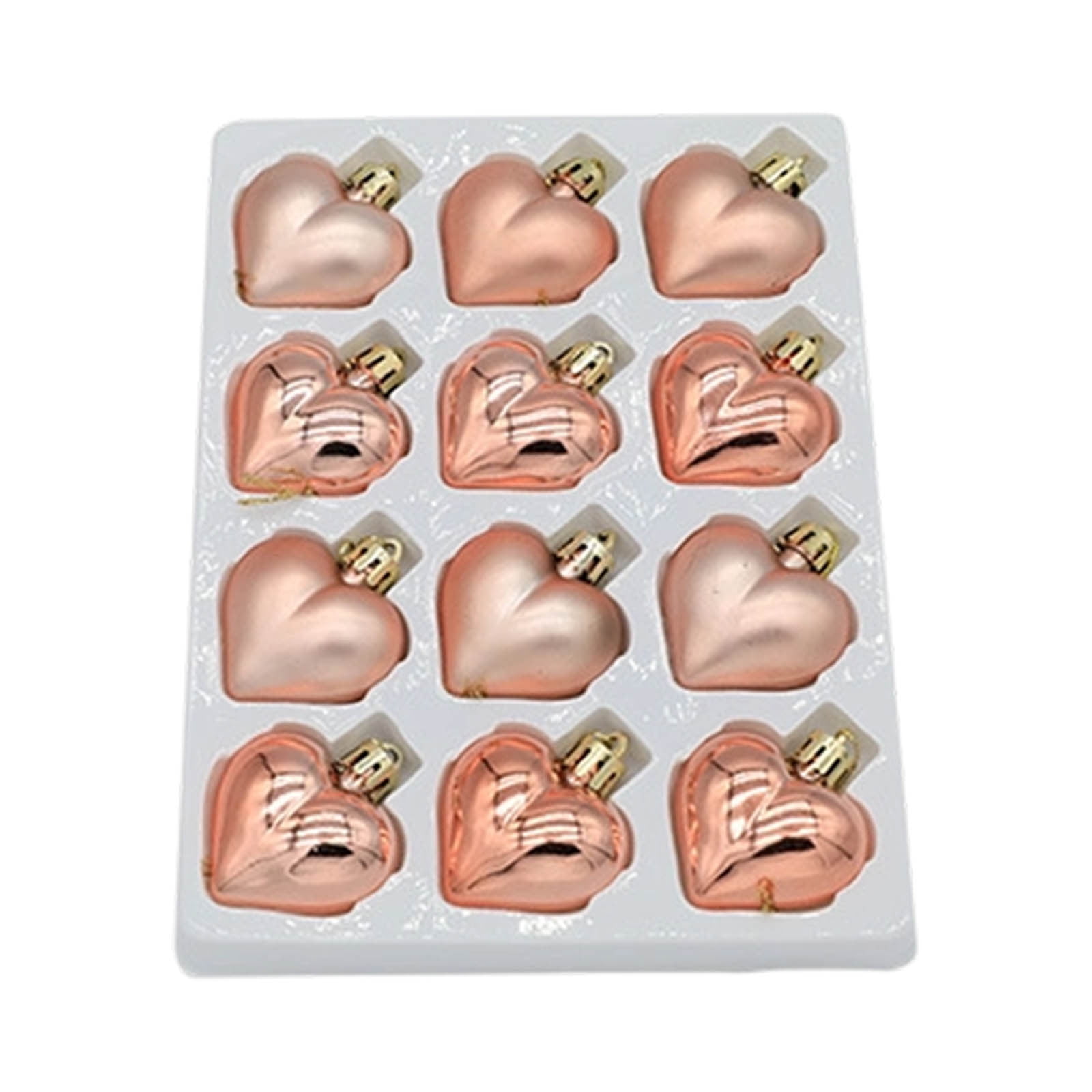 12 Pcs Christmas Tree Ornaments Set Heart Shaped Baubles Hanging ...