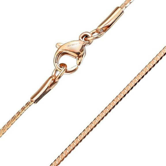 Rose Gold Herringbone Chain Womens 316L Stainless Steel Necklace 1.7mm 18in Fantasy Forge Jewelry