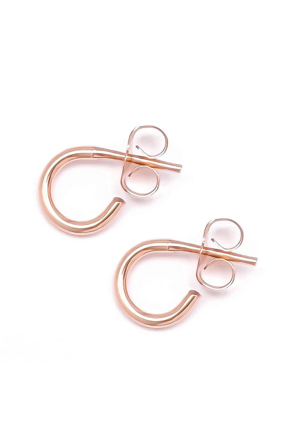 Rose Gold Hoop Earrings with Post, 7mm, 14K Rose Gold Filled