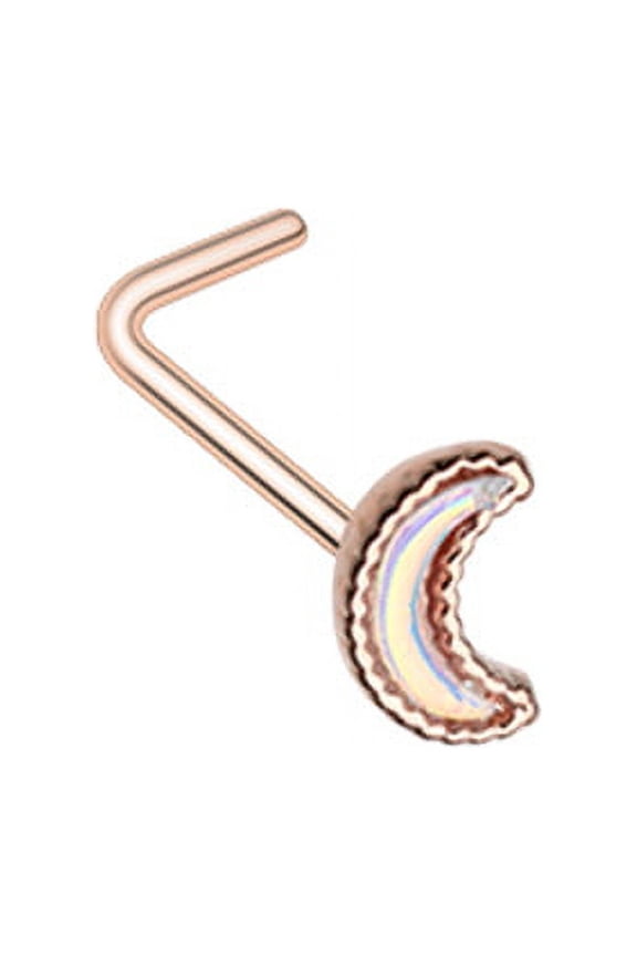 Rose Gold Illuminating Moon Shape L-Shape Nose Ring
