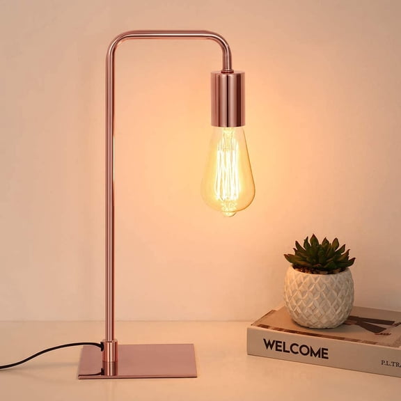 Rose Gold Industrial Bedside Nightstand Lamp