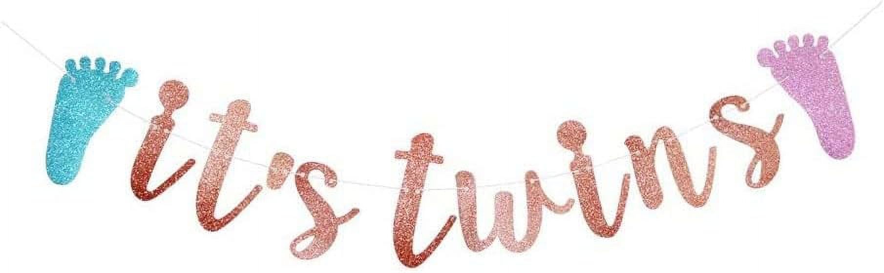 Rose Gold 'It's Twins' Banner Perfect Baby Shower and Gender Reveal