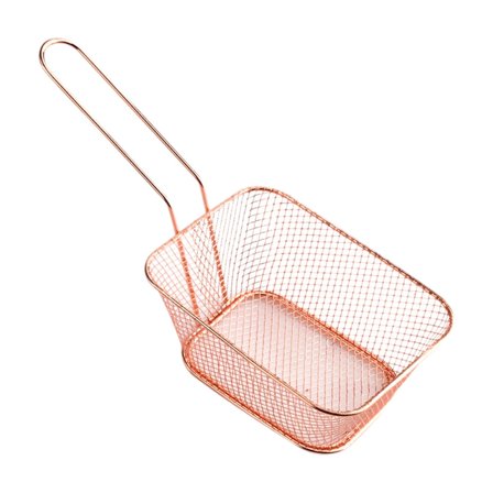 Rose Gold Large French Fries Basket, Stainless Steel Snack Basket, Big Frying Basket With Handles, Multipurpose Food Display For Kitchen, Party, Picnic 14.5X10.5X6.5In 0.18Lb