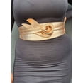 thumbnail image 1 of Rose Gold Leather brass buckle obi belt, metallic leather wrap belt, handmade leather belt, gift for her, long wide belt - Gitas Portal, 1 of 6