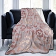 thumbnail image 1 of Rose Gold Leopard Cheetah Print Pink Throw Blanket for Couch Sofa Bed 80" X 60", Queen Size Fuzzy Soft Plush Throws for Adults, Lightweight Cozy Summer Autumn Blankets All Seasons, 1 of 6
