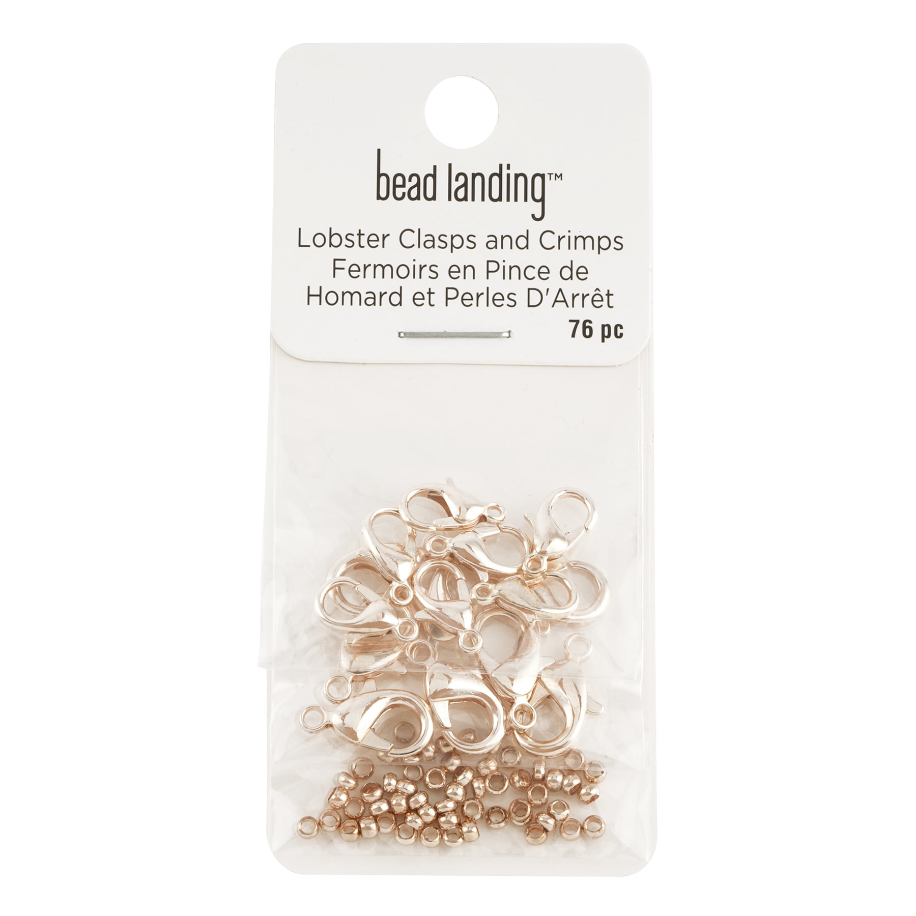 Rose Gold Lobster Clasps & Crimps Set by Bead Landing – 76 Pieces per Set (912 Total) - 12mm & 15mm Clasps in Assorted Finishes for Jewelry Making - 12 Pack