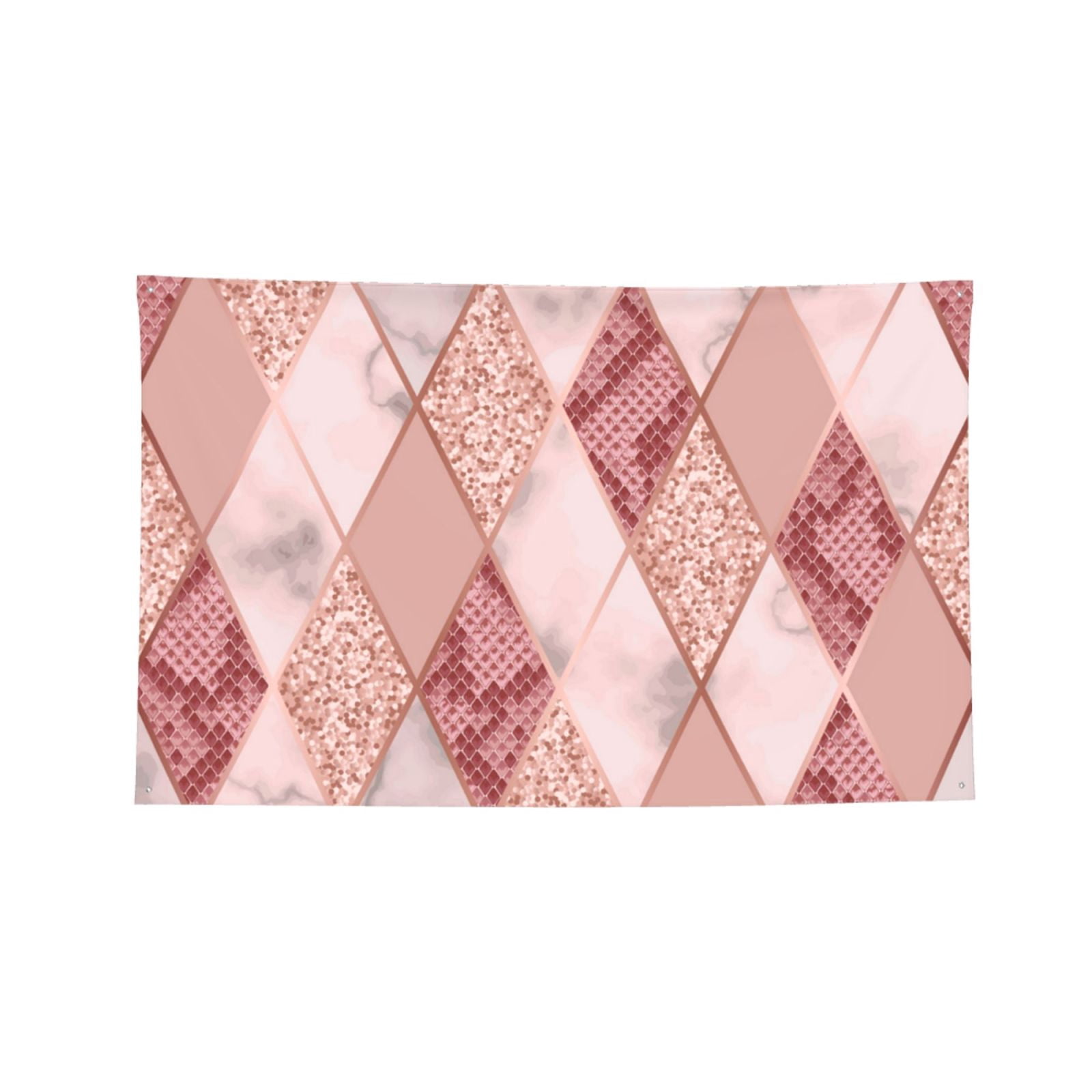 Rose Gold Marble Snakeskin Geometric Four Hole Decorated Banner Flag for Garden Yard Home Decoration Indoor Outdoor 4x6 Ft
