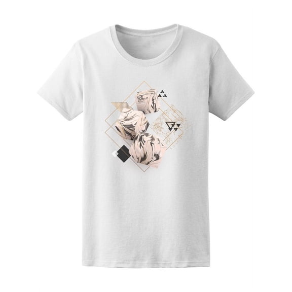 Rose Gold Marble Watercolor T-Shirt Women -Image by Shutterstock, Female x-Large
