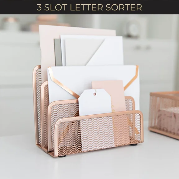 Rose Gold Metal Mesh Letter Sorter
