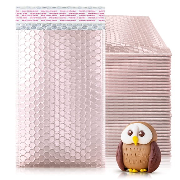 Metallic Bubble Mailers in Rose Gold, 250 count, 5 x 9 in Pack of Padded Waterproof Envelopes
