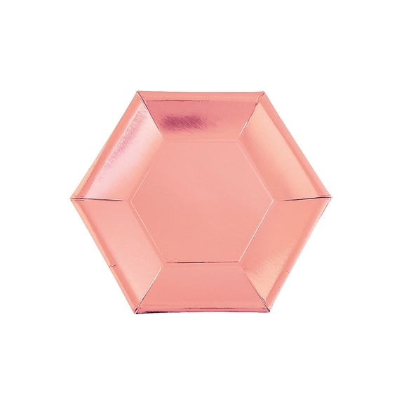 Rose Gold Metallic Hex Dess Plate - Party Supplies - 24 Pieces