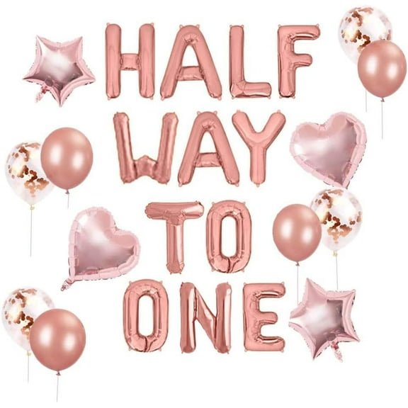 Rose Gold Metallic Luster Balloon Set - Letter Heart Star Sequin Decorative Multi-shape Party Decoration Combination