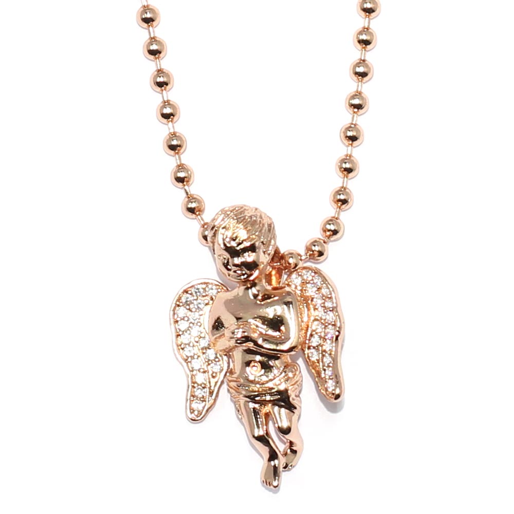 Rose Gold Micro Angel Piece with 30 inch Ball chain Necklace High ...