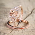 thumbnail image 1 of Rose Gold Micro-Inlaid Square Diamond Ring Engagement Wedding Band Ring for Women, 1 of 1