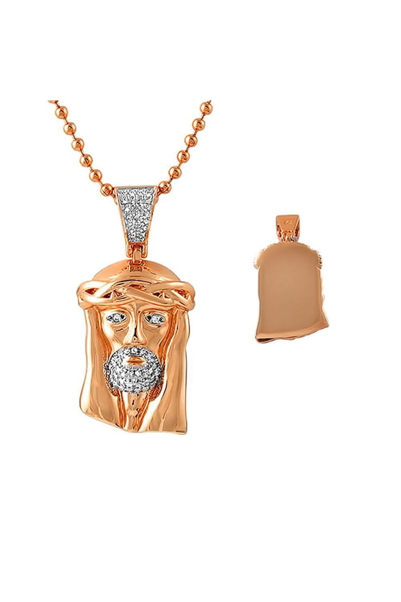 Rose Gold Micro Jesus Chain Polished Solid Back