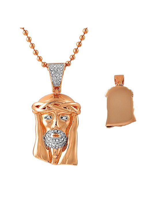 Rose Gold Micro Jesus Chain Polished Solid Back