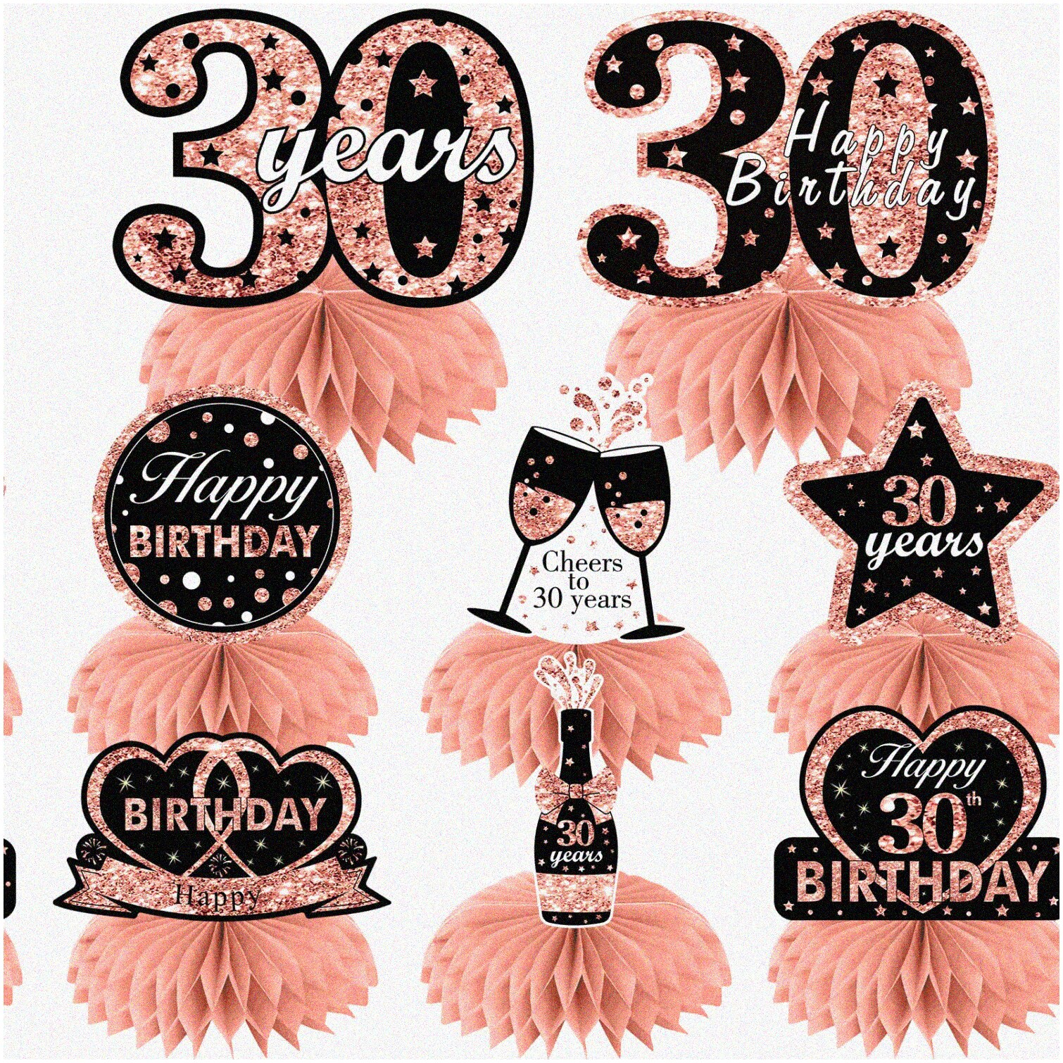 Rose Gold Milestone Centerpieces 30th Birthday Party