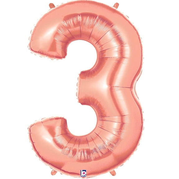Rose Gold Mini Shape Air Filled Number 3 Foil Balloon 14"