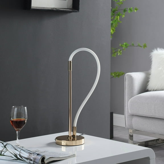 Rose Gold Modern Slim Desk Lamp Metal Tube Shape Table Lamp with Built-In LED & Magnetic End for Bedroom Office Living Room