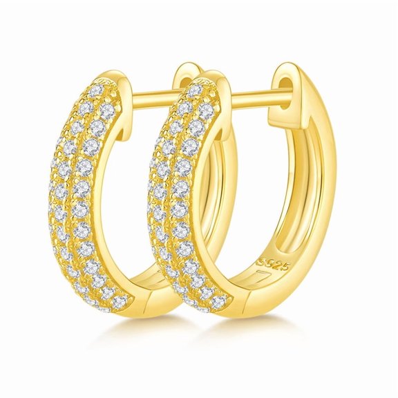 Rose/Gold Moissanite Earrings for Women 0.38cttw D Color VVS1 Clarity 925 Sterling Silver Diamond Earrings Hoops Round Cut Wedding Earrings for Brides Moissanite Earrings Hoop