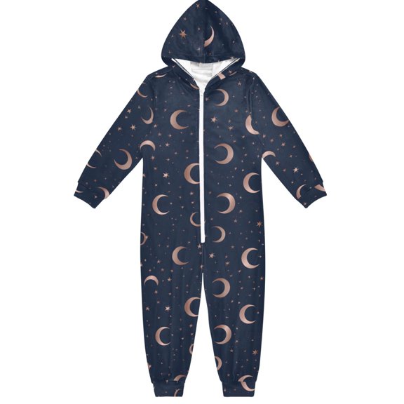 Rose Gold Moons One Piece Pajamas Soft Jumpsuit Cozy Sleep and Play Romper Zipper and Pockets 4T