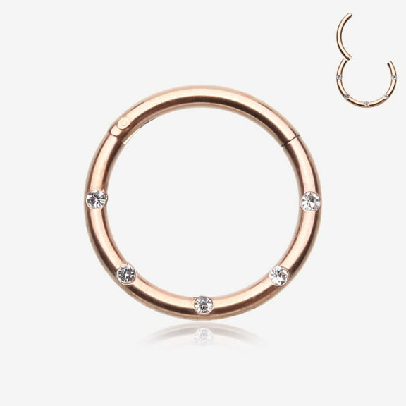 Rose Gold Multi-Gem Seamless Clicker Hoop Ring