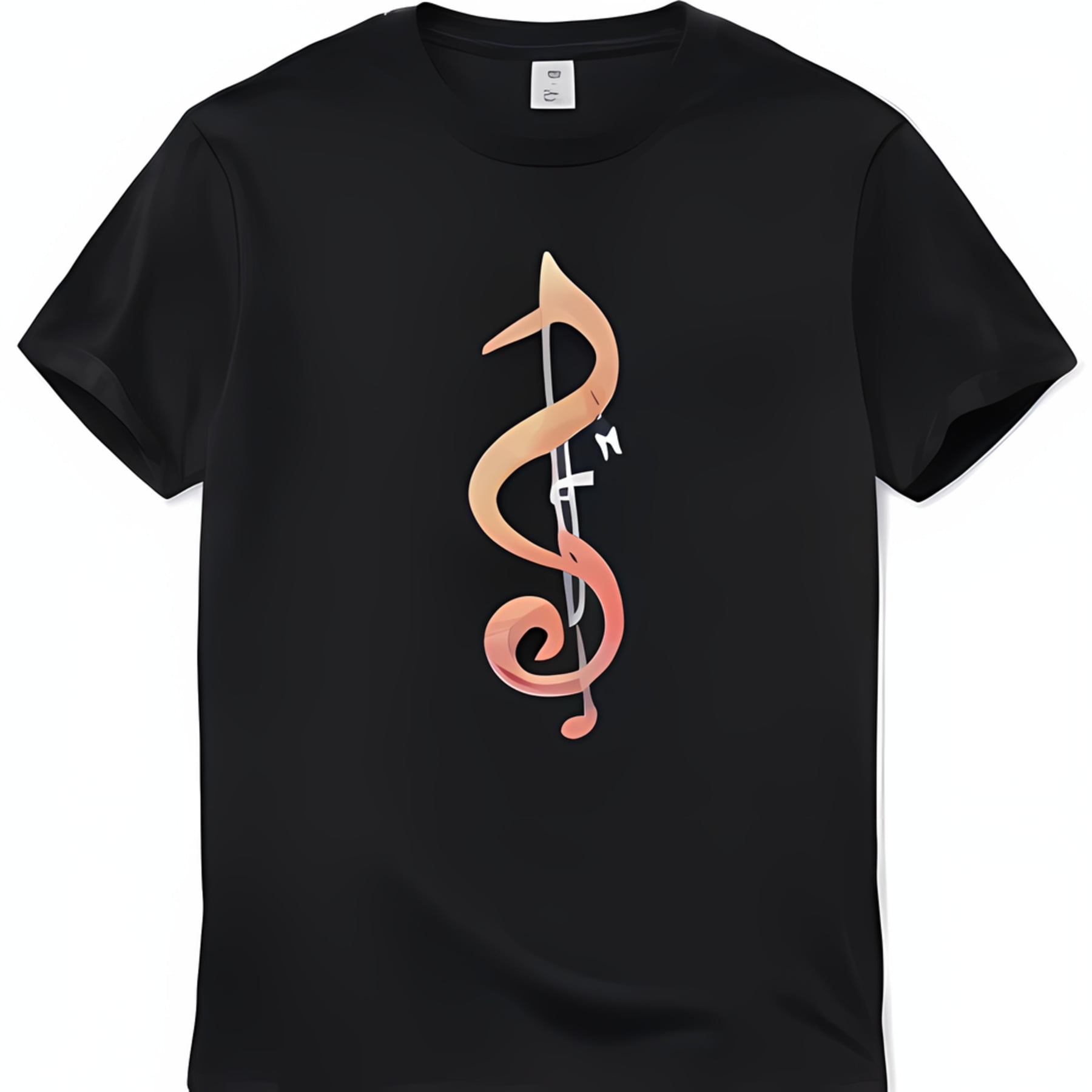 Rose Gold Musical Note & Snake Logo Black T-Shirt High Res Vector ...