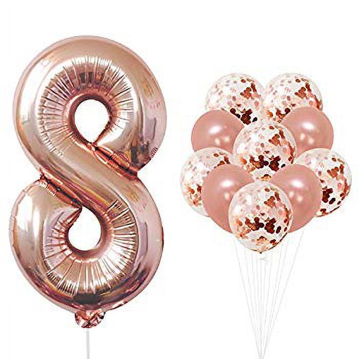 Rose Gold Number 8 balloon - foil mylar Rose Gold Balloons Party  Decorations rose gold party supplies for Engagement birthday baby shower  wedding 32