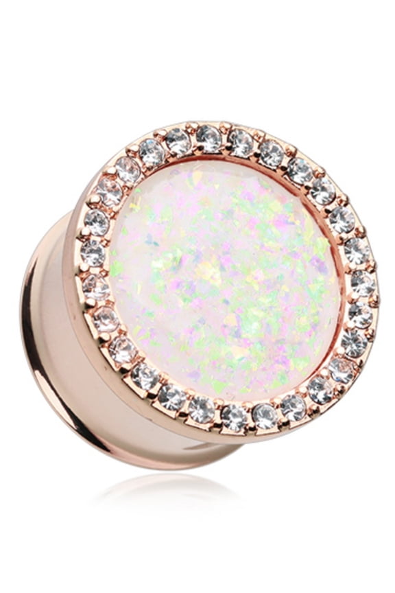 Rose Gold Opal Multi-Gem Ear WildKlass Gauge Plug