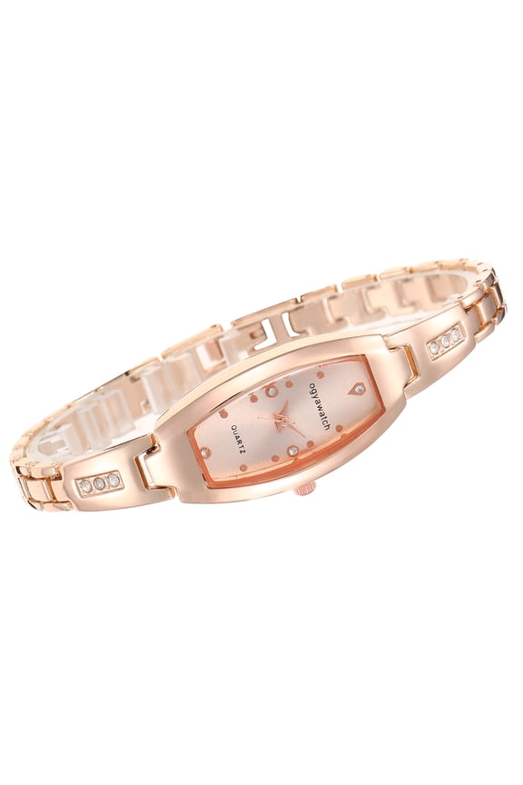 Rose Gold Oval Watch Slender Band & Delicate Dial for Feminine Charm
