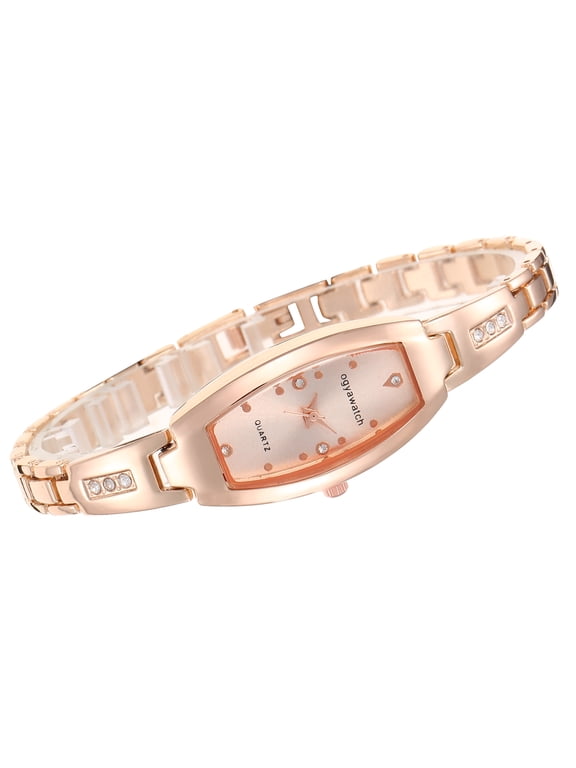 Rose Gold Oval Watch Slender Band & Delicate Dial for Feminine Charm