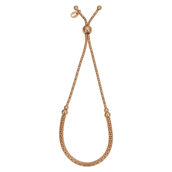 KoolJewelry Rose Gold Over Sterling Silver Mesh Bolo Bracelet (8.5 in, 2.6mm)