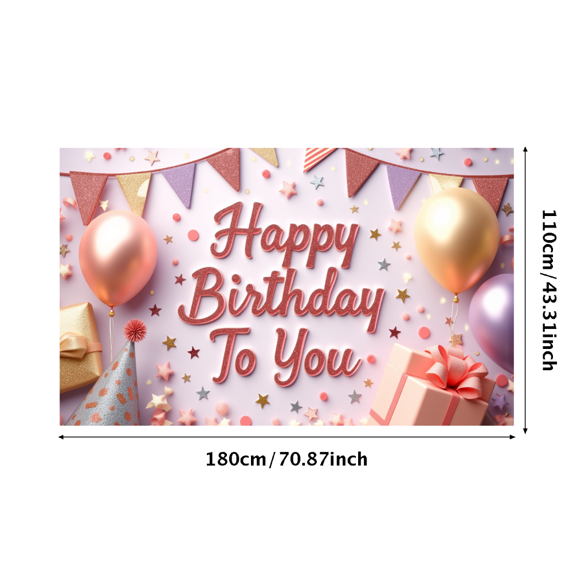 Rose Gold Party Banner Birthday Decoration Glitter Design Balloon Setup Gift Props for Birthday Celebration Indoor Event