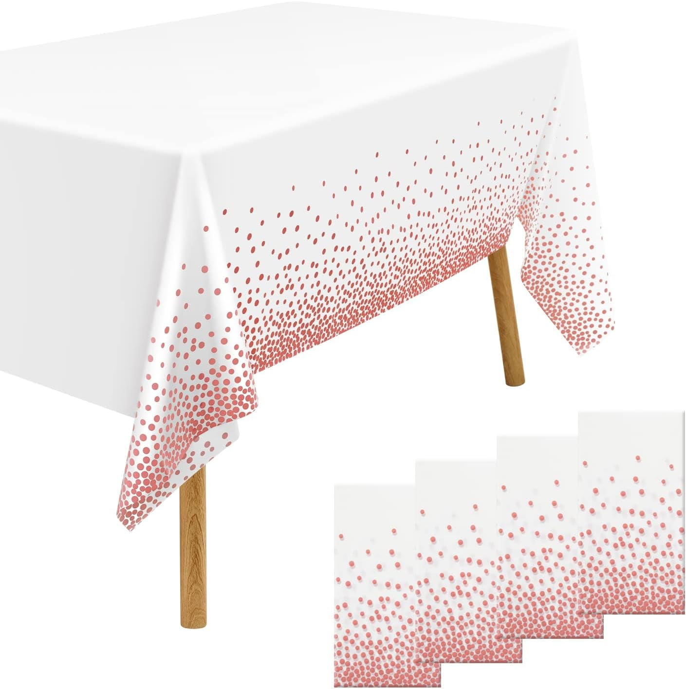 Rose Gold Party Tablecloths 4 Pack Disposable Plastic Rectangle Table