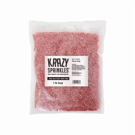 Krazy Sprinkles - Edible Rose Gold Pearl Sugar Sand - Bold Cake Decoration, 1lb Bag