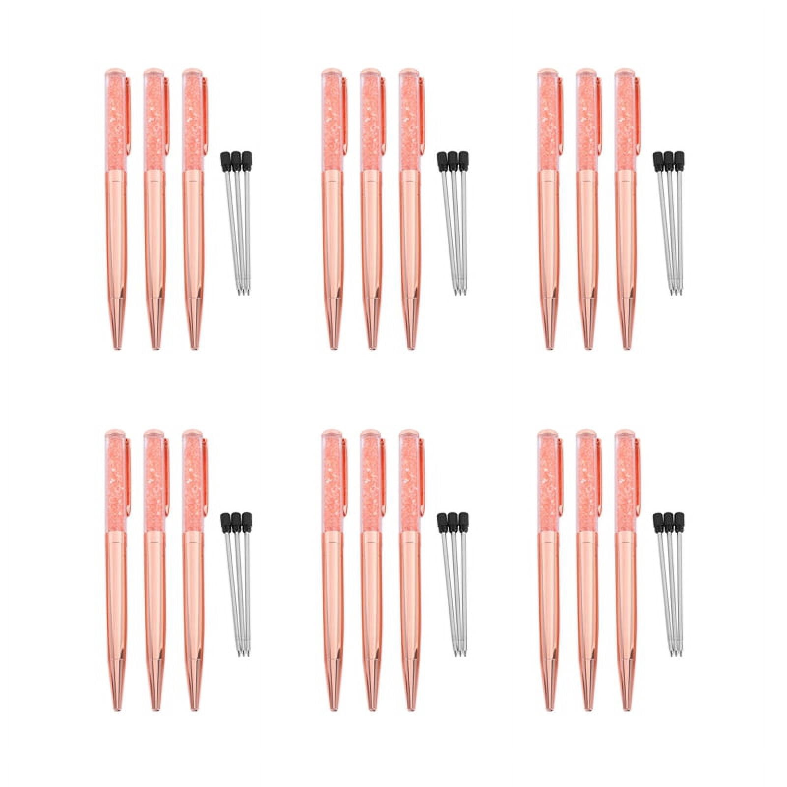 Rose Gold Pen Bling Crystal Ball Point Pen Black Ink Pen with 18 Extra Refills (Rose Gold 18 Pack),18 x Ballpoint Pens 18 x Extra Black Refills,Rose Gold