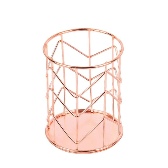Rose Gold Pencil Cup, Wire Metal Mesh Pen Holder, Make Up Brush Holder, Heavy Duty Pen Cup, Pen Organizer Accessories for Desk Office Home, 1 Pcs, 3.15x3.15x3.94"