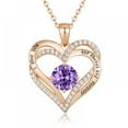 thumbnail image 1 of Rose Gold Pendant Necklaces for Women, Heart Crystal Diamond I Love You Always And Forever Necklace for Girlfriend Mother Daughter Wife Gift, 1 of 5