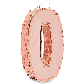 Rose Gold Pinata for Birthday Party, Number 0 (Small)