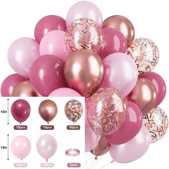 Rose Gold Pink Balloons Set, 12 Inch Party Latex Balloon for Birthday Graduation Wedding Retirement
